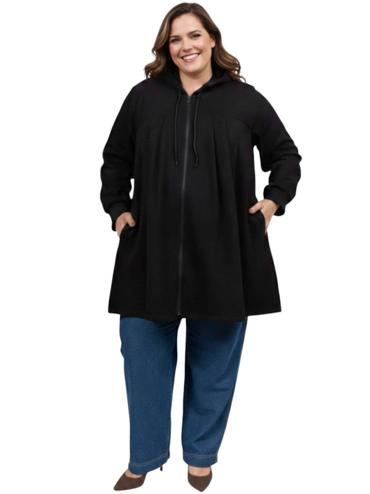 Lenora Fleece Hoodie Jacket - Black