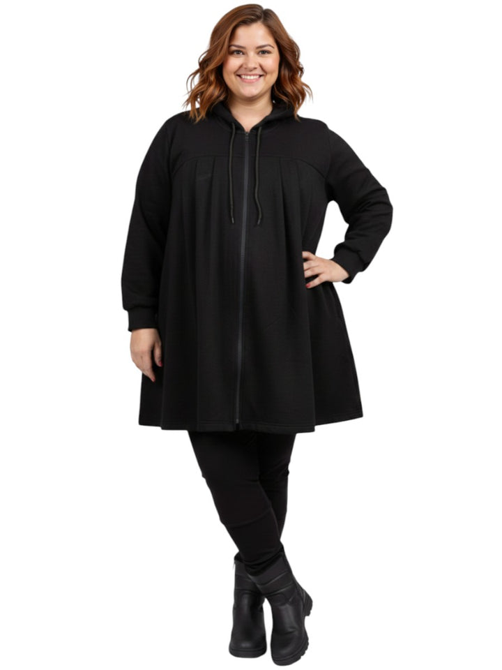 Lenora Fleece Hoodie Jacket - Black