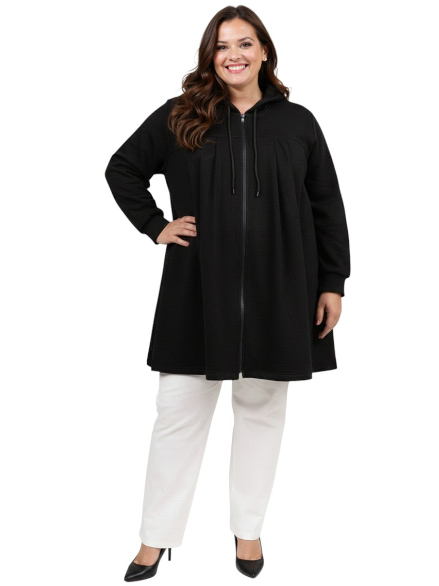 Lenora Fleece Hoodie Jacket - Black