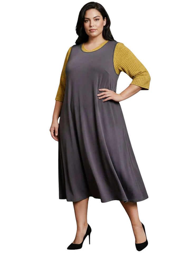 Dreama Pinafore Sleeveless Dress - Charcoal
