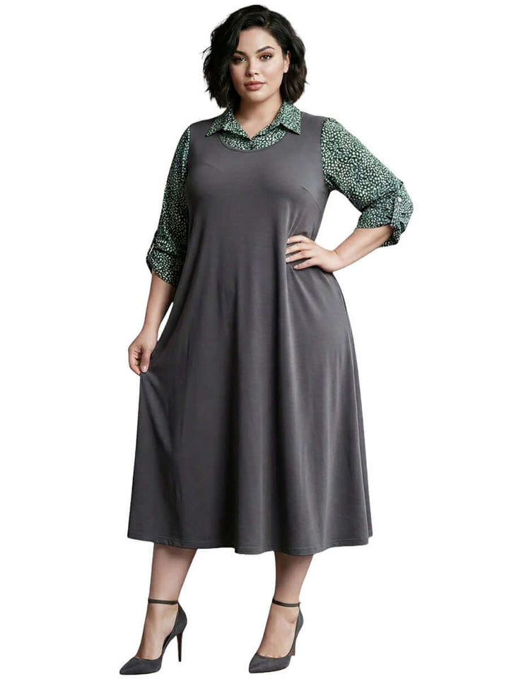 Dreama Pinafore Sleeveless Dress - Charcoal