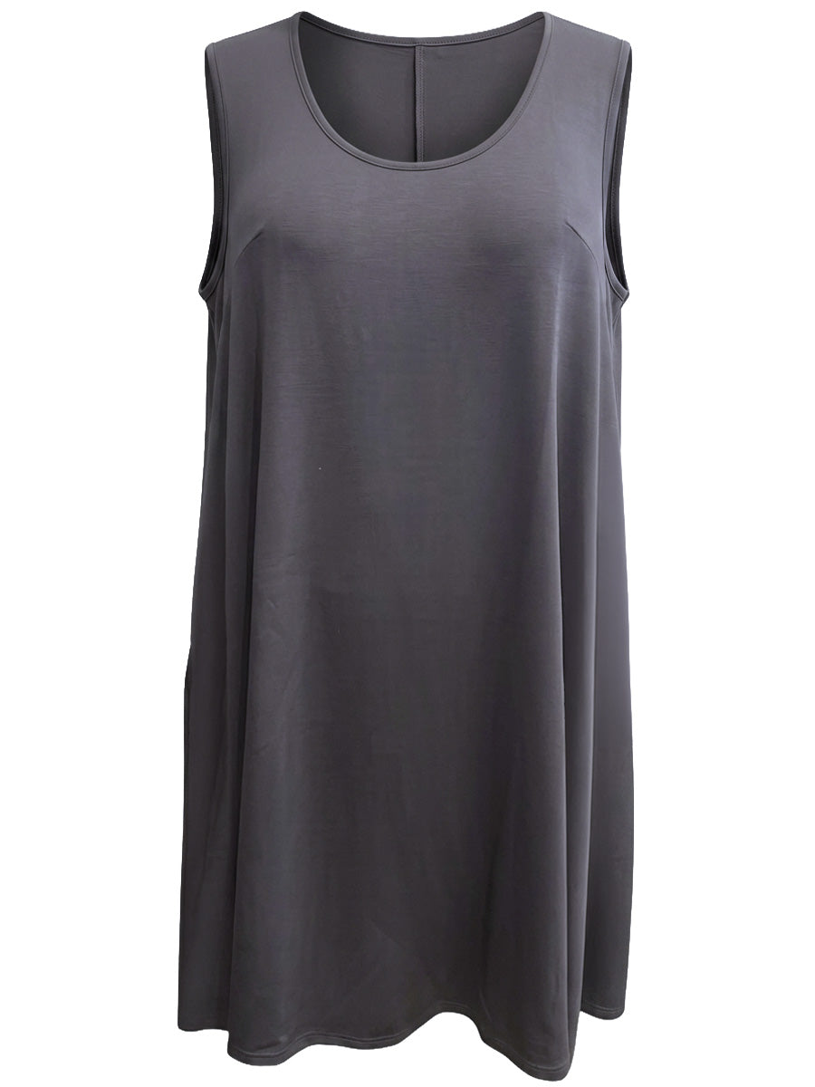 Dreama Pinafore Sleeveless Dress - Charcoal