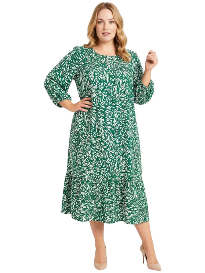 Hawley Bib Dress - Green Print