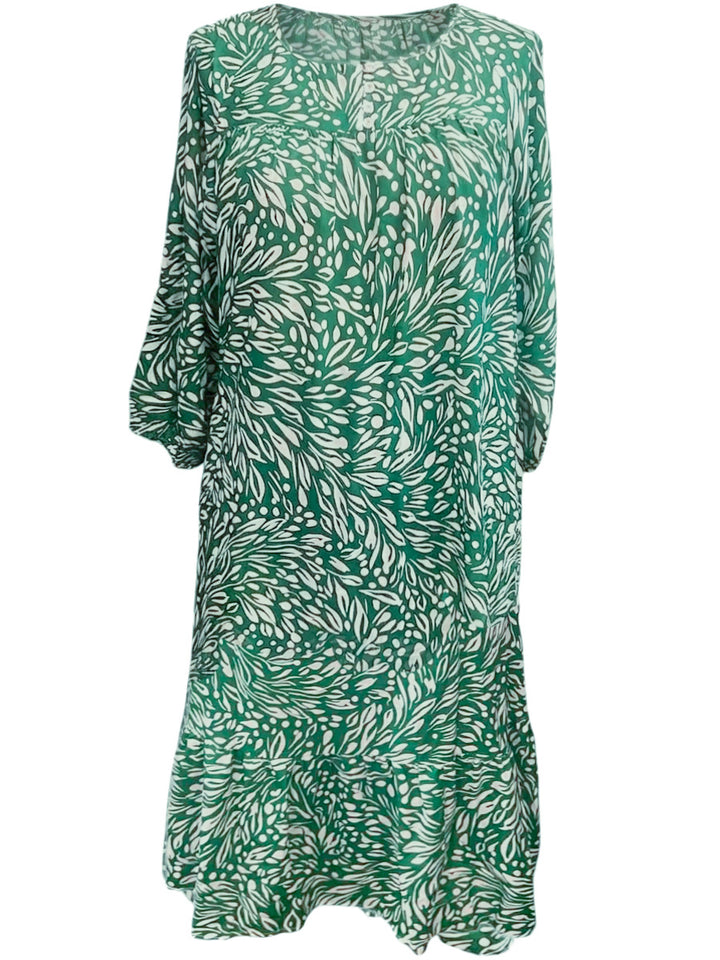 Hawley Bib Dress - Green Print
