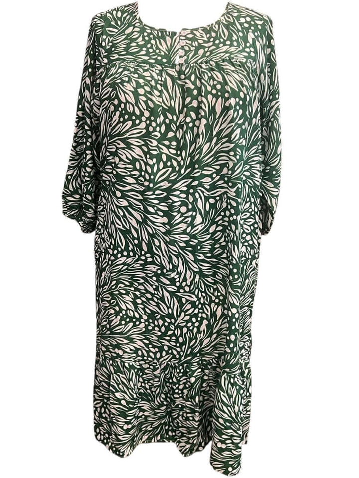 Hawley Bib Dress - Green Print