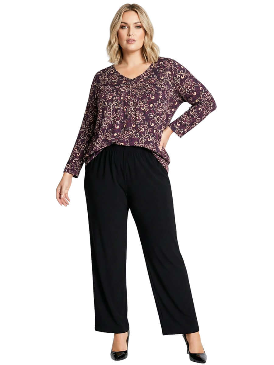 Oaklynn Top - Wine Print