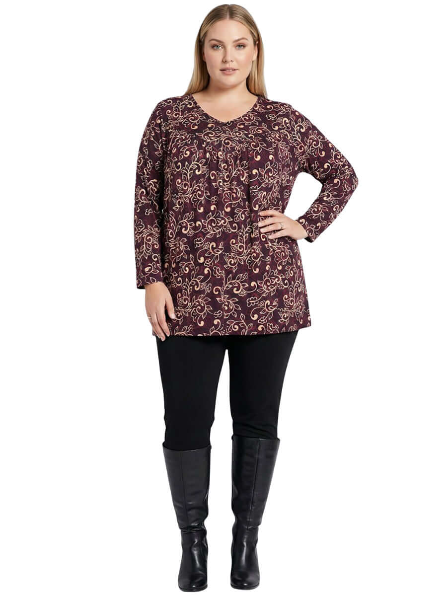 Oaklynn Top - Wine Print