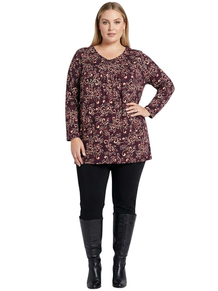 Oaklynn Top - Wine Print