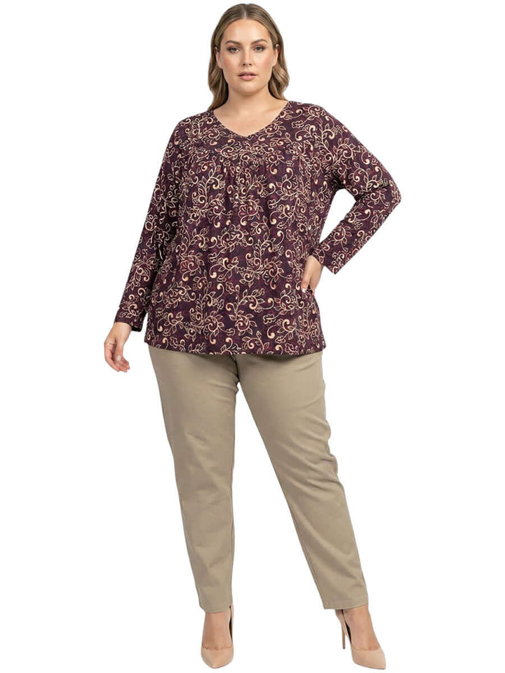 Oaklynn Top - Wine Print
