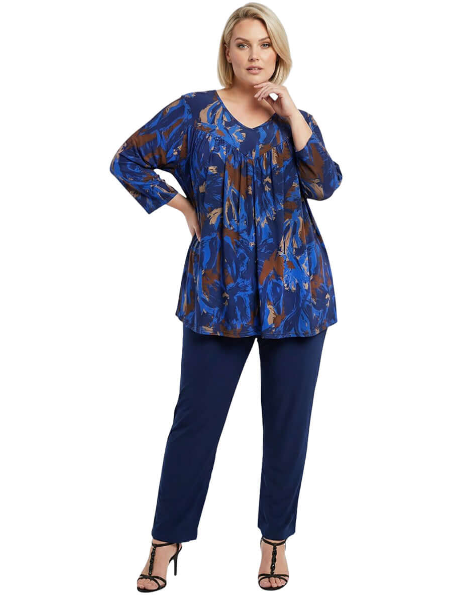 Oaklynn Top - Navy Print
