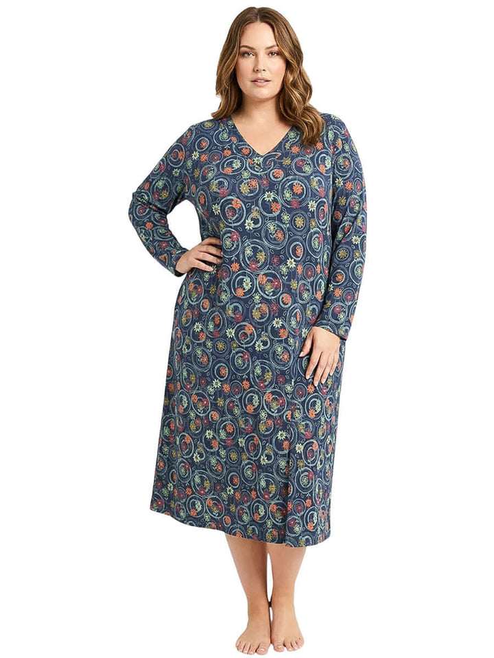 Greyson V-neck Nightie - Navy Print
