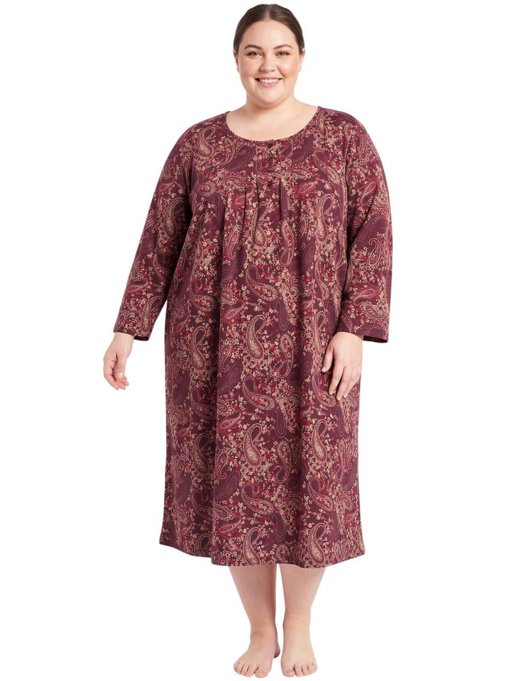 Jasmine Nightie - Wine Print