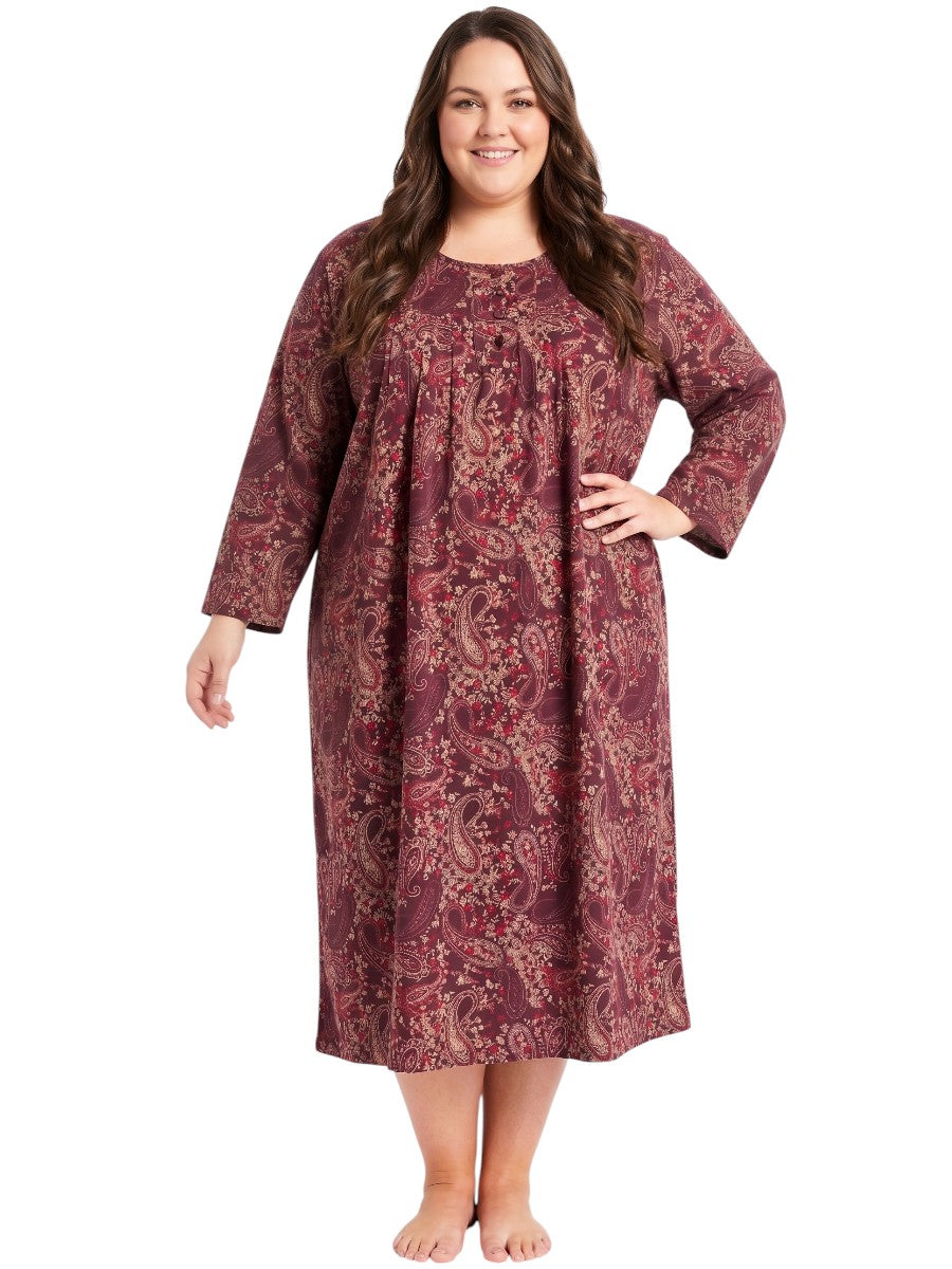 Jasmine Nightie - Wine Print