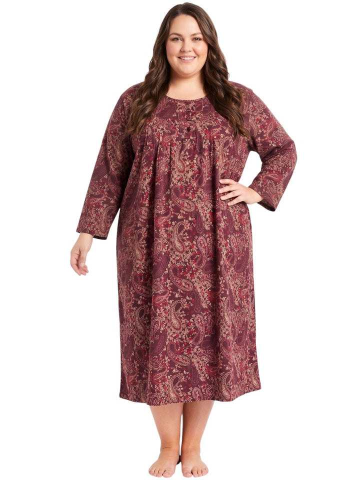 Jasmine Nightie - Wine Print