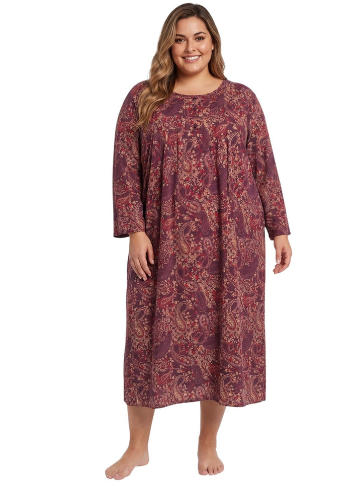 Jasmine Nightie - Wine Print