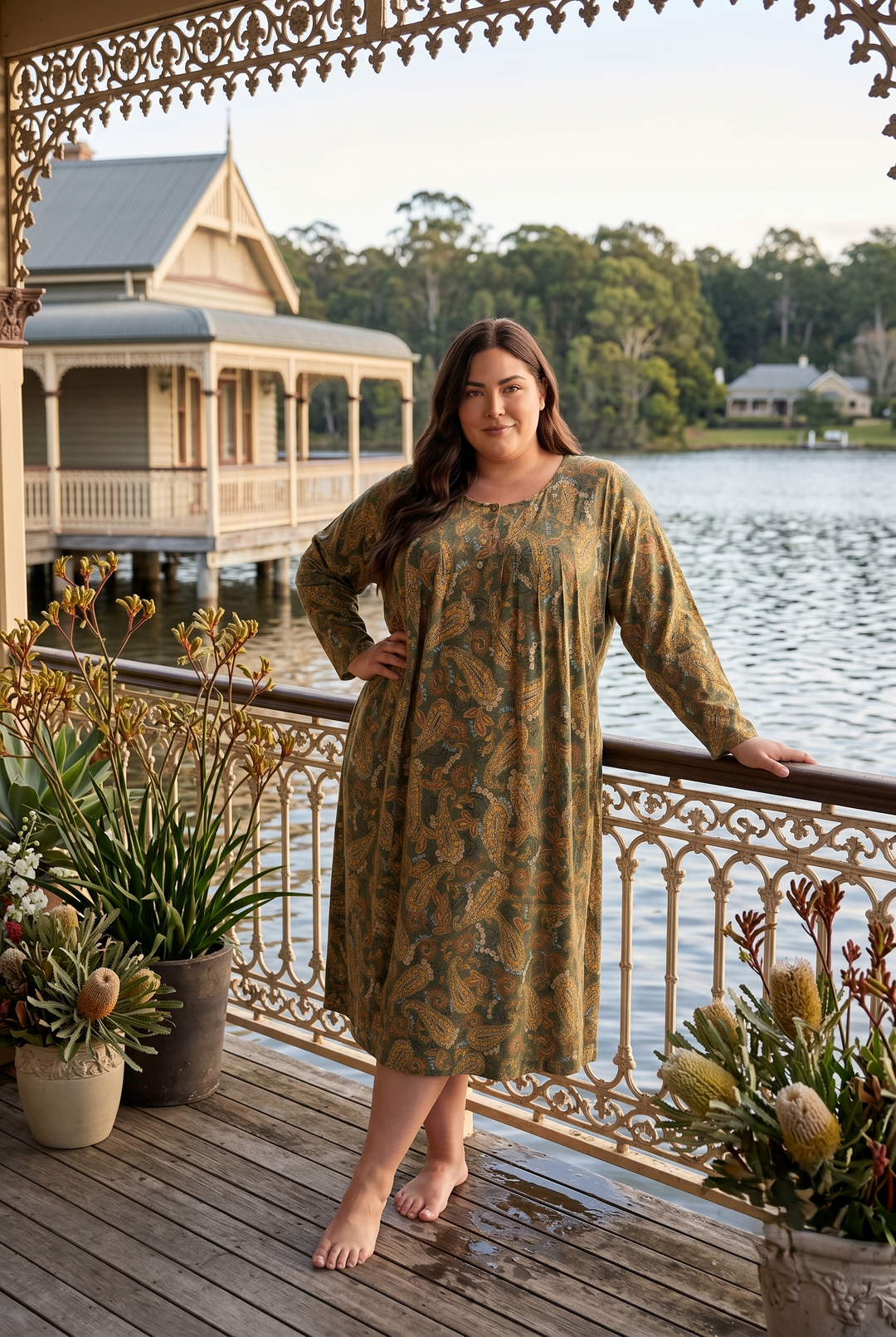 Jasmine Nightie - Olive Print
