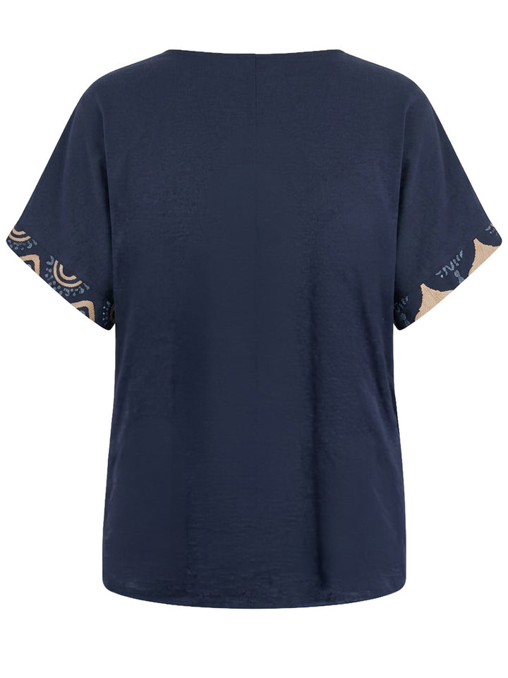 Nessa Border Top - Navy Print