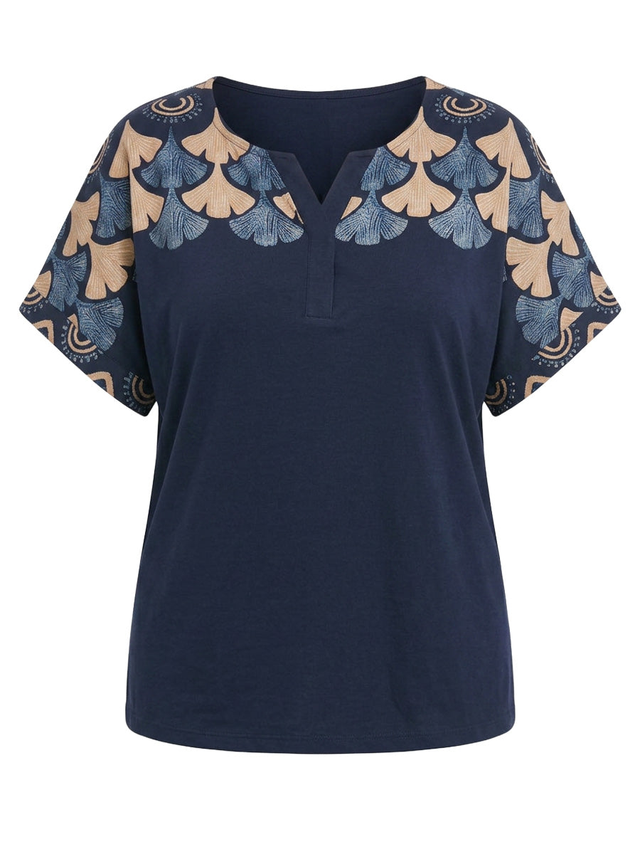 Nessa Border Top - Navy Print
