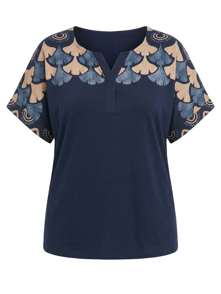 Nessa Border Top - Navy Print