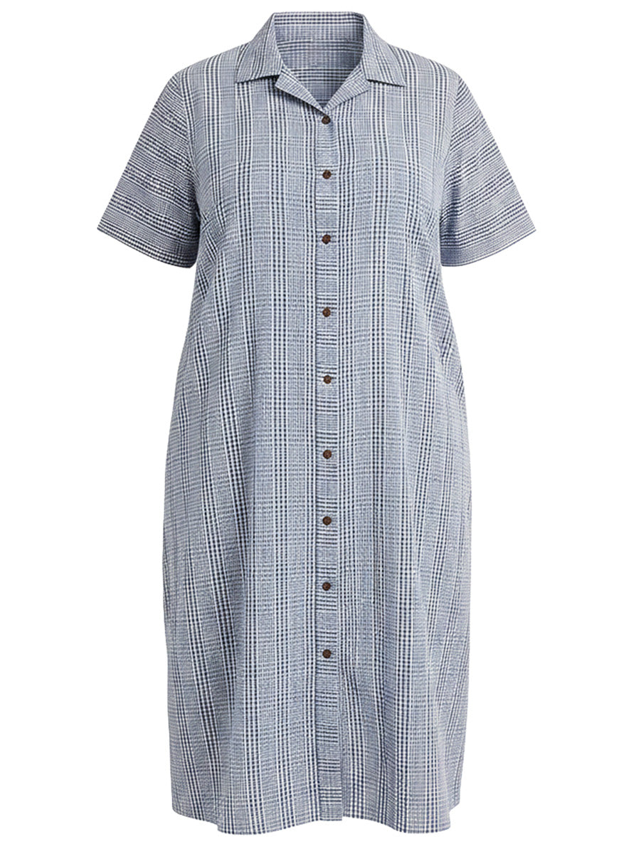 Beretta Dream Seersucker Dressing Gown - Blue Print