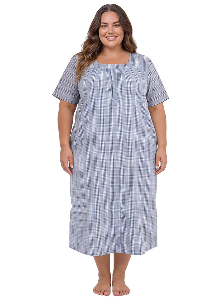 Beretta Dream Seersucker Nightie - Blue