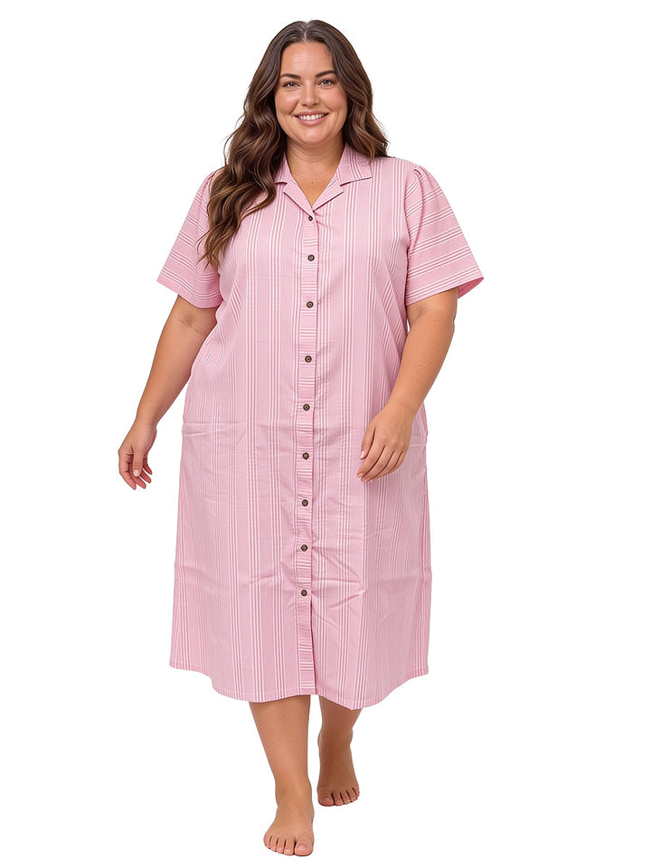 Beretta Nights Seersucker Dressing Gown - Pink Print