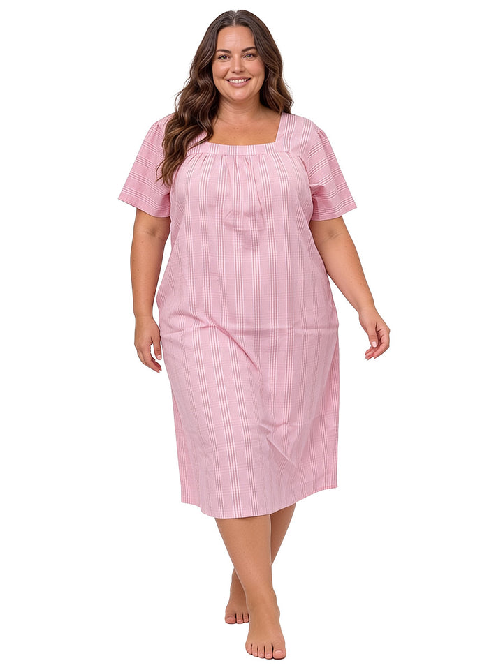 Beretta Nights Seersucker Nightie - Pink