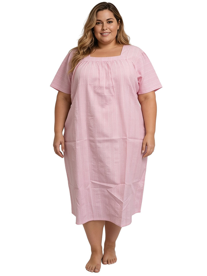 Beretta Nights Seersucker Nightie - Pink