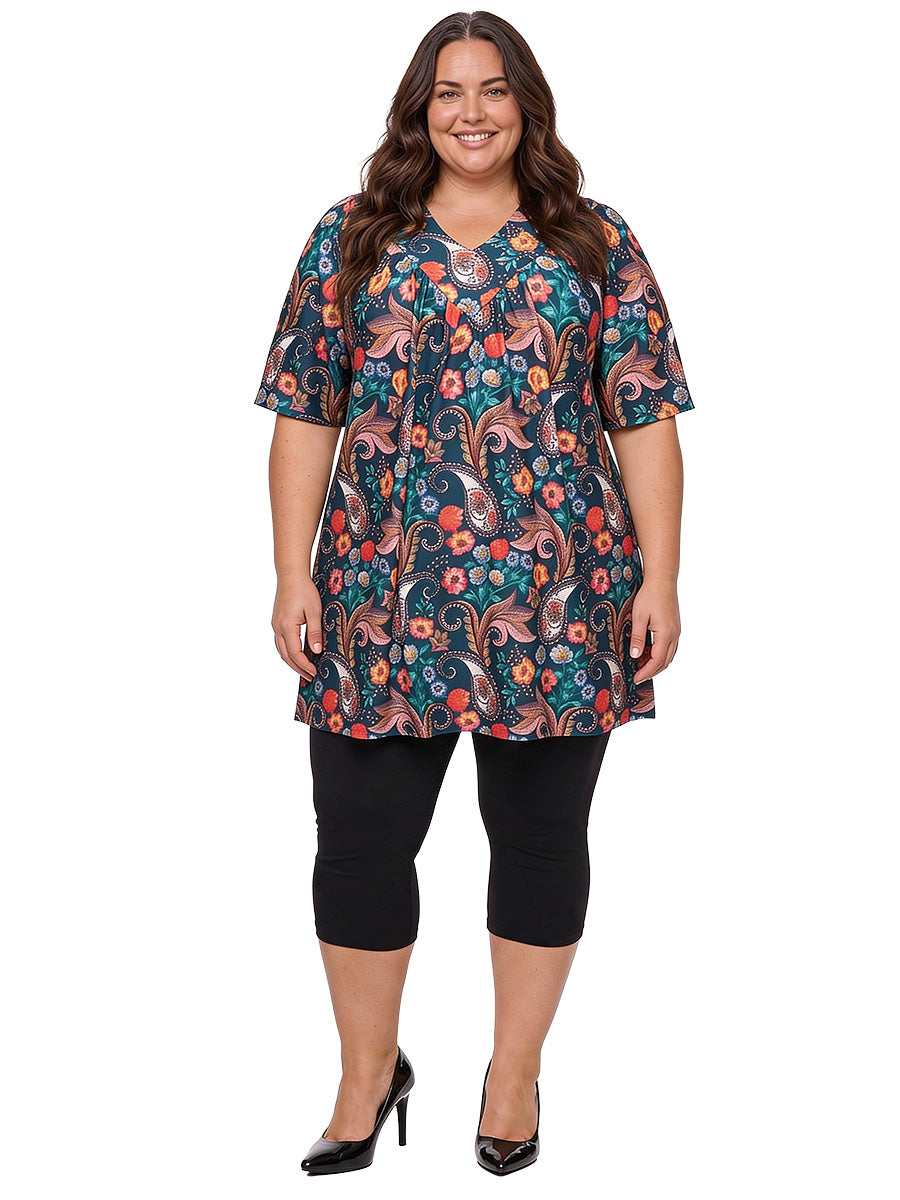 Logan Fields Tunic - Teal Print