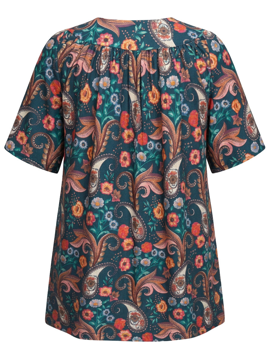 Logan Fields Tunic - Teal Print