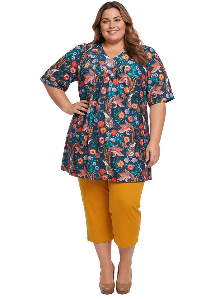 Logan Fields Tunic - Teal Print