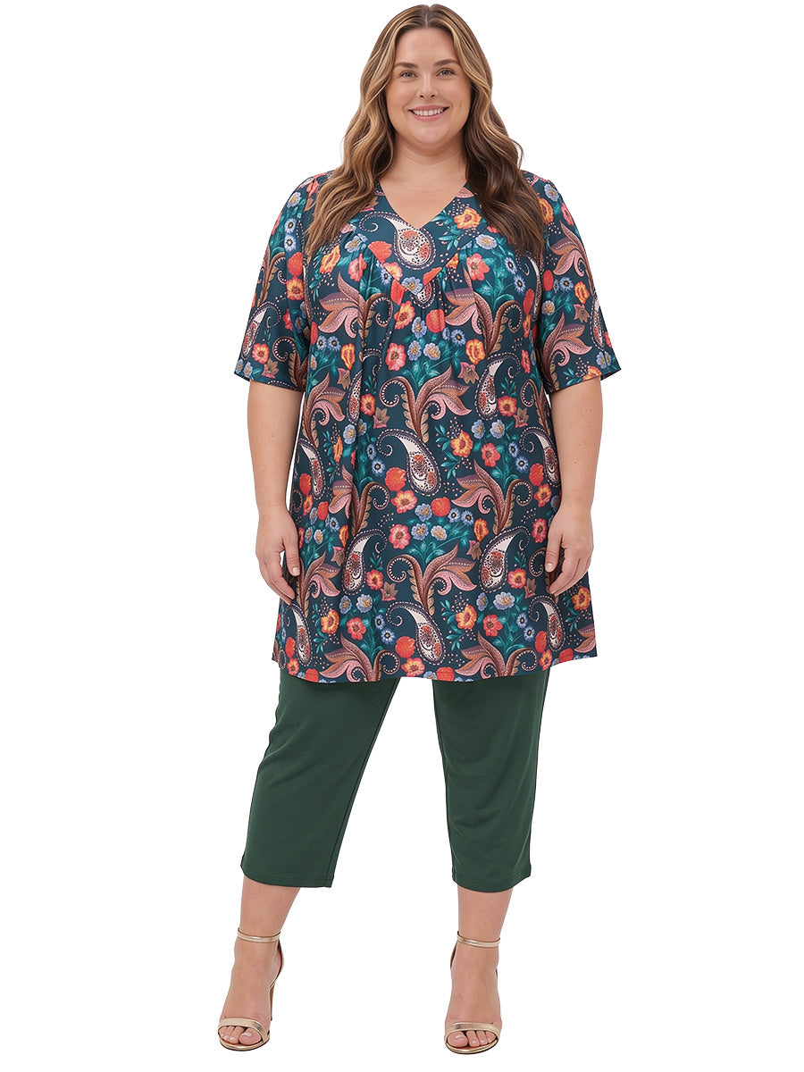 Logan Fields Tunic - Teal Print