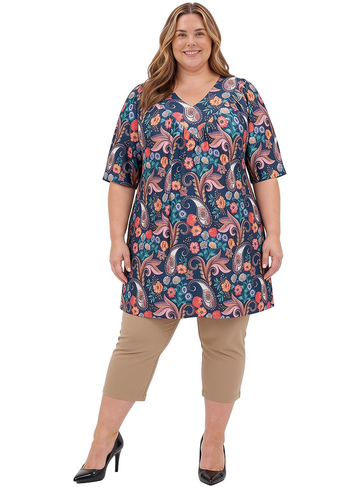 Logan Fields Tunic - Teal Print