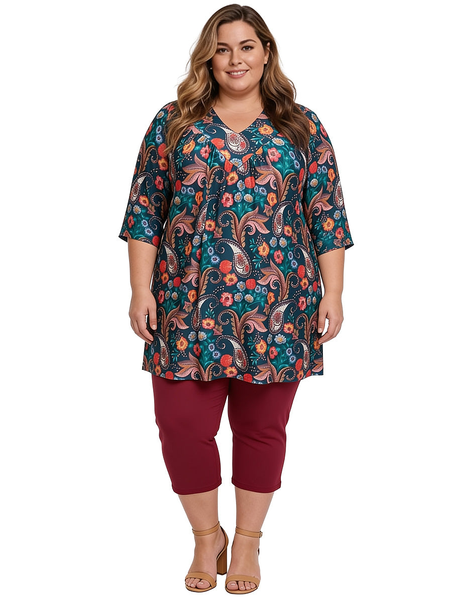 Logan Fields Tunic - Teal Print