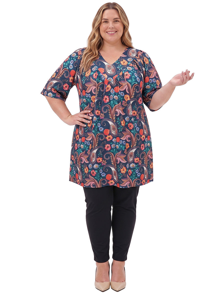 Logan Fields Tunic - Teal Print