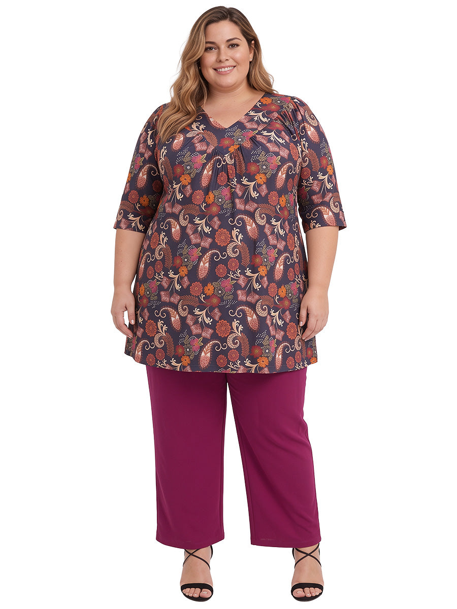 Logan Fields Tunic - Plum Print