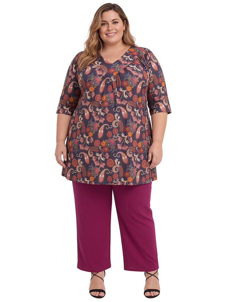 Logan Fields Tunic - Plum Print