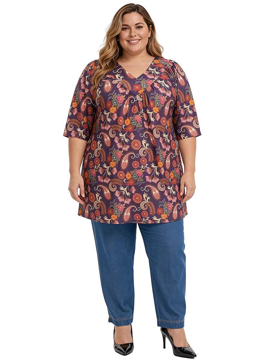 Logan Fields Tunic - Plum Print