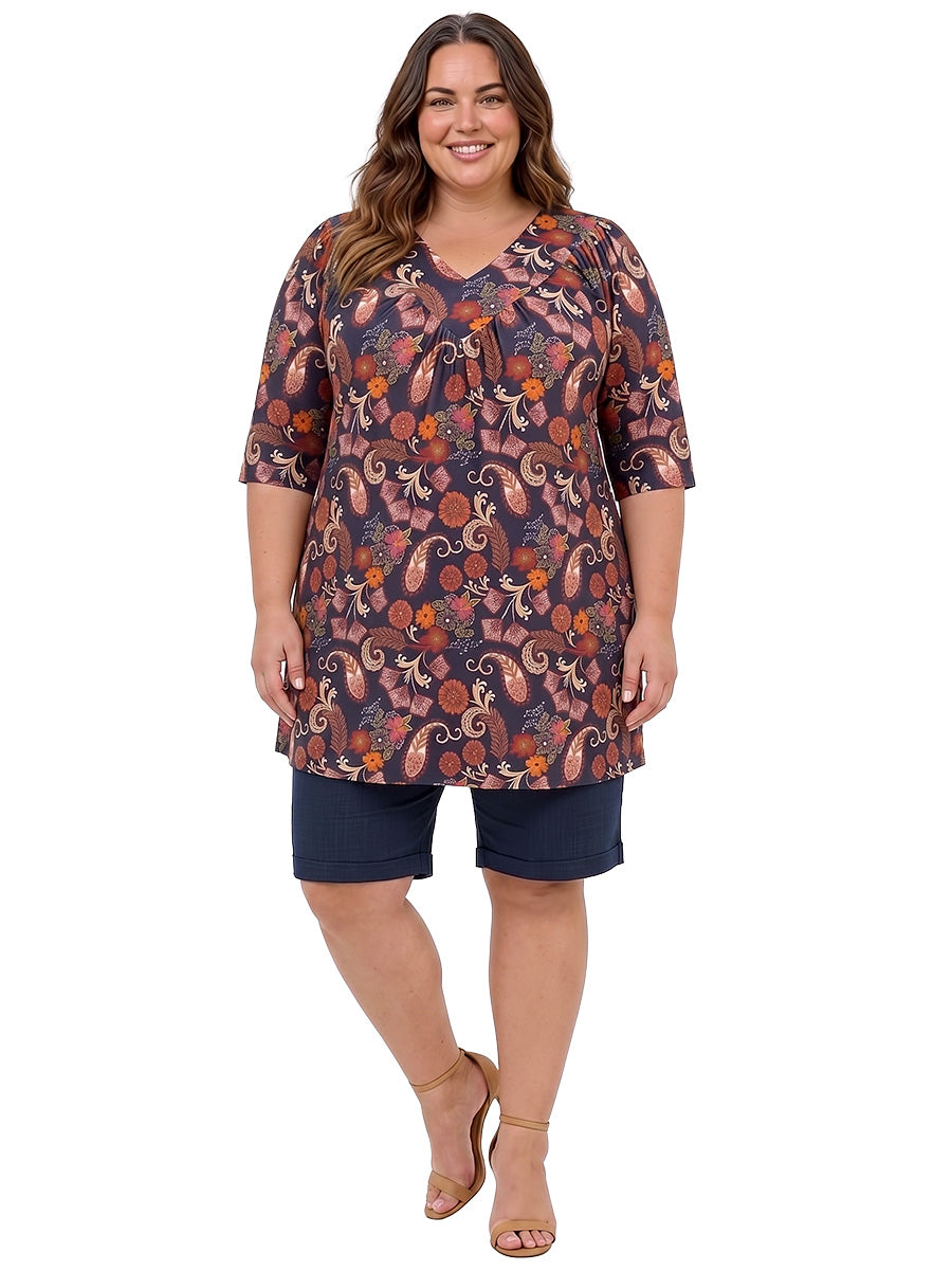 Logan Fields Tunic - Plum Print