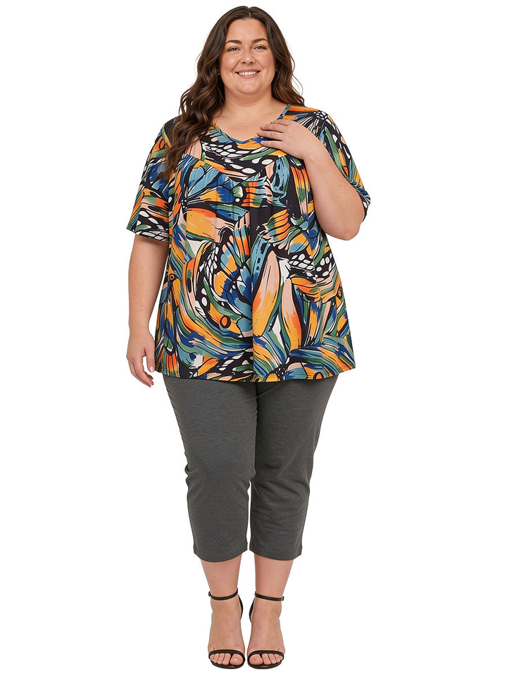 Leeman Top - Teal Print