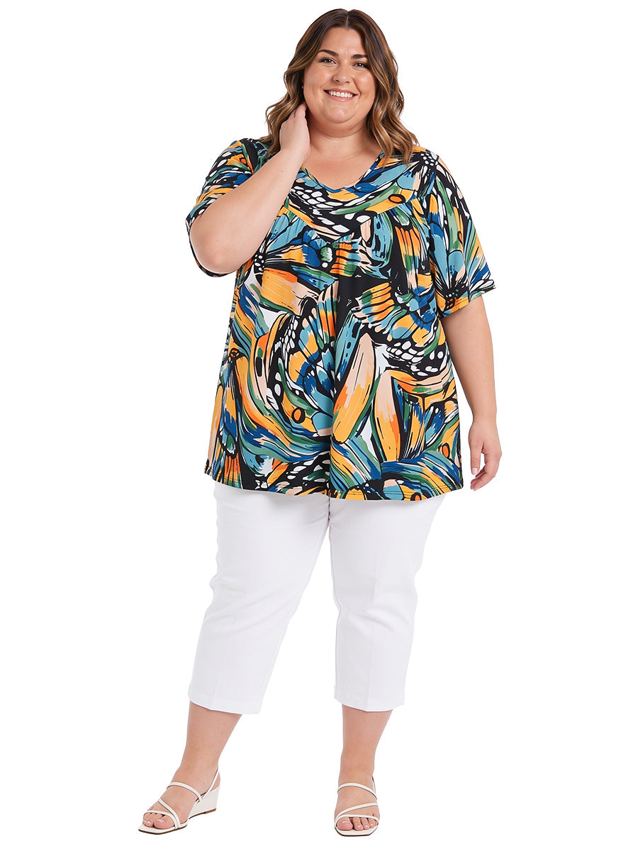Leeman Top - Teal Print
