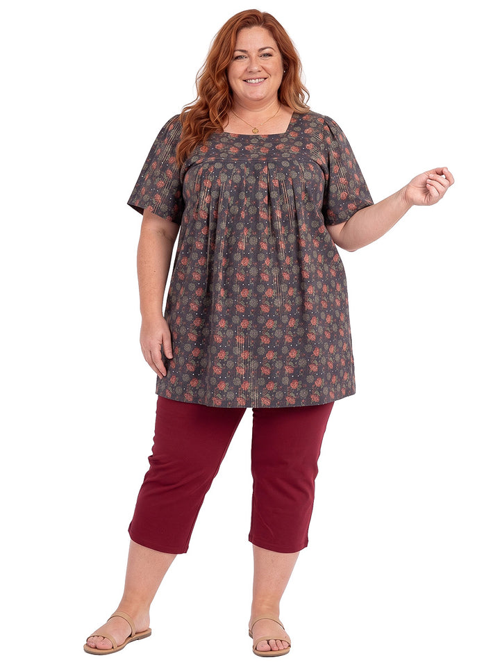 Cottage Charm Tunic - Red Print