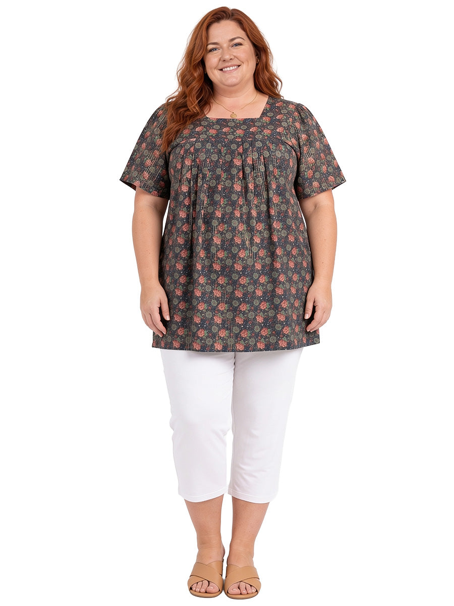 Cottage Charm Tunic - Red Print