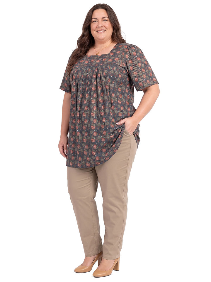 Cottage Charm Tunic - Red Print