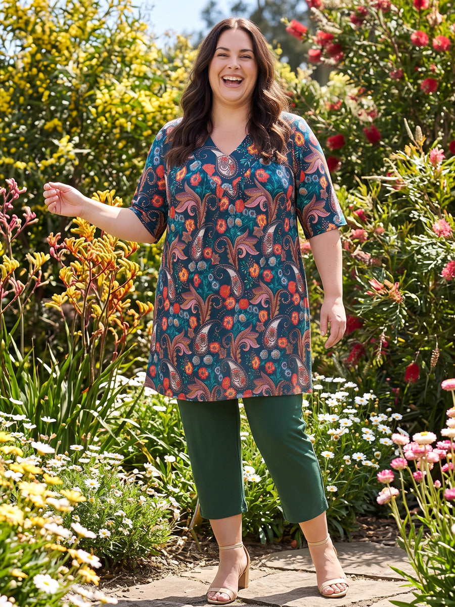 Logan Fields Tunic - Teal Print