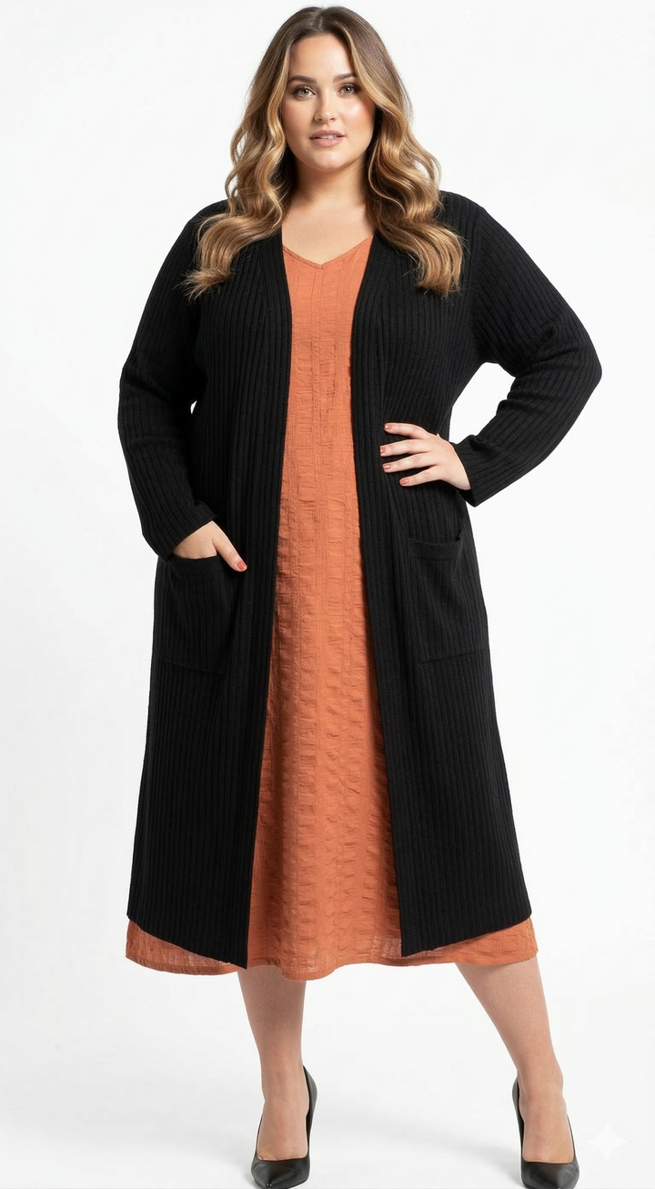 Longline Duster/Cardigan - Black