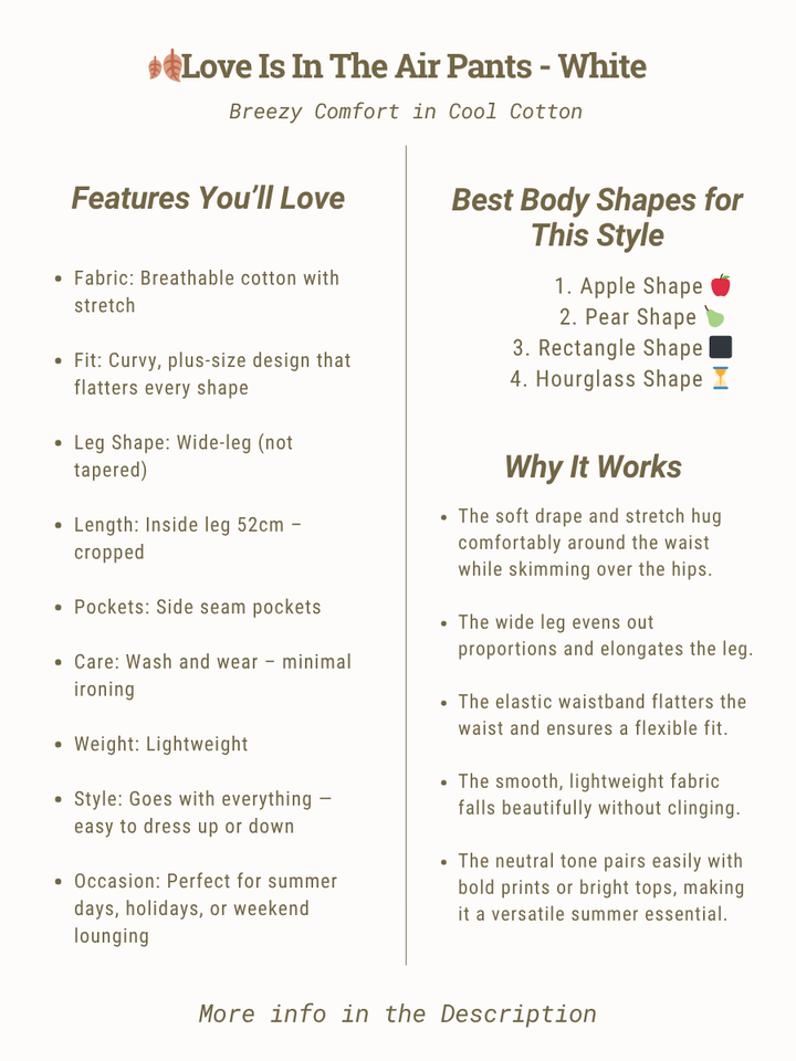 Love Is In The Air Pants - White features and body shape guide for plus size women, size 16-50 by dale & waters.