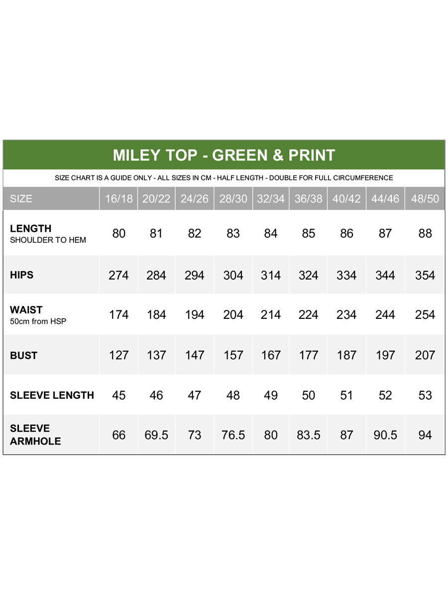 SAMPLE ONLY - Miley Top - Green Print** - Dale and Waters