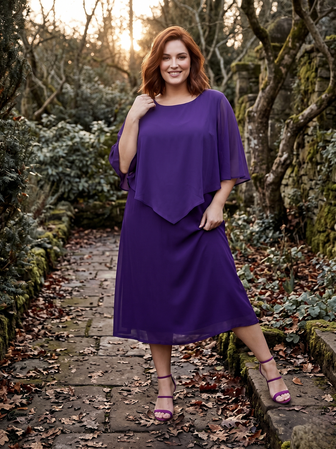 Plus Size Mulberry Silk Dress - Mulberry