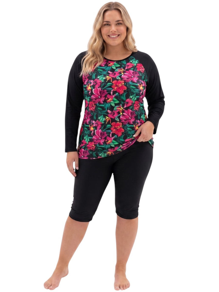 Neon Tropics Swim Rashi - Floral Print